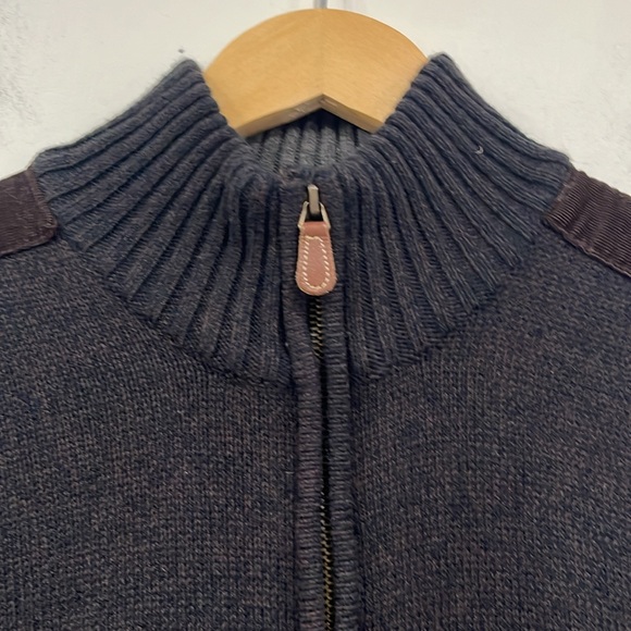 Oscar De La Renta Cardigan Sweater Full Zip Elbow Patches Pockets size XL - Picture 3 of 14